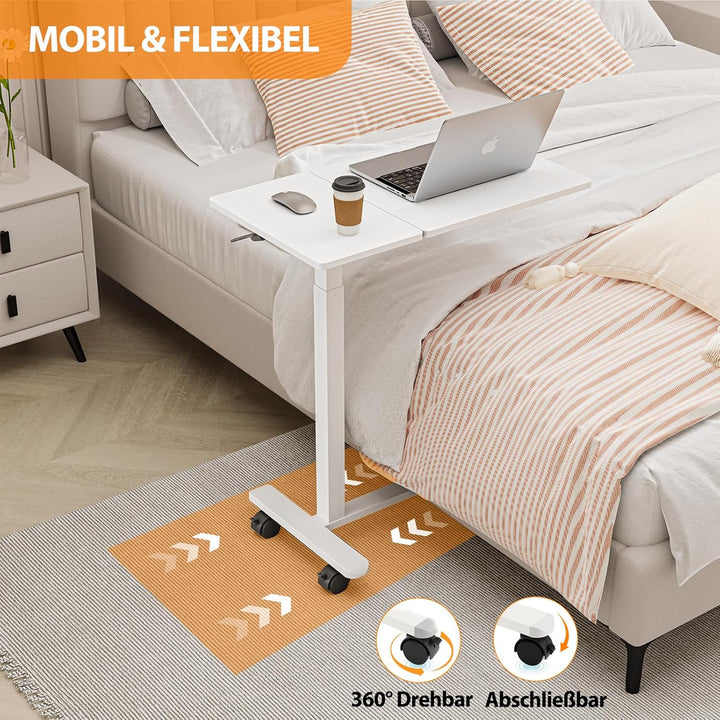 Dripex Beistelltisch höhenverstellbar und neigungsverstellbar mit Rollen, Pflegetisch für Bett, Comp