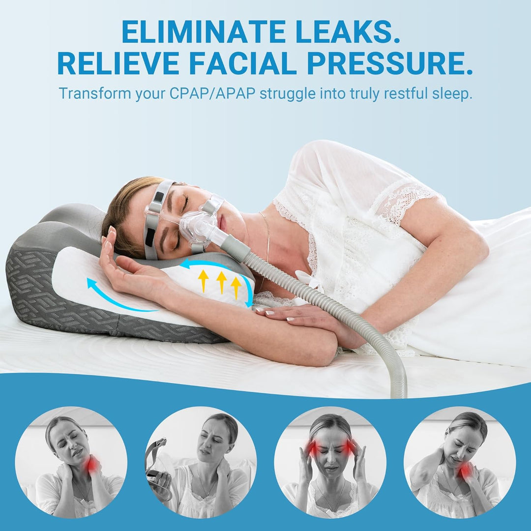 Elviros Memory Foam CPAP-Kissen, Ergonomisches Höhen- und Härteverstellbares Nackenkissen für CPAP-A