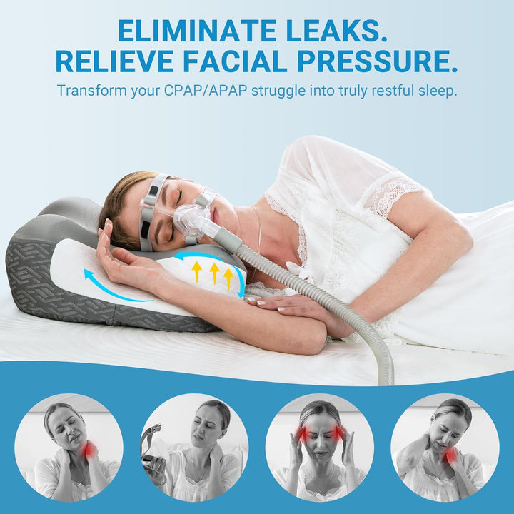Elviros Memory Foam CPAP-Kissen, Ergonomisches Höhen- und Härteverstellbares Nackenkissen für CPAP-A