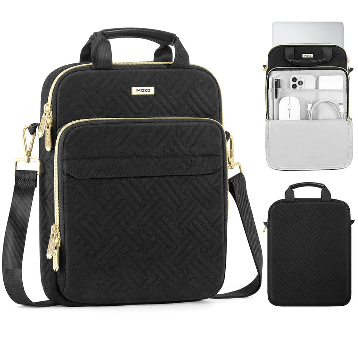 MoKo 15,6 Zoll Puffer Laptop Tasche, Gepolsterte Laptoptasche mit Schultergurt & Schultergurt, für M