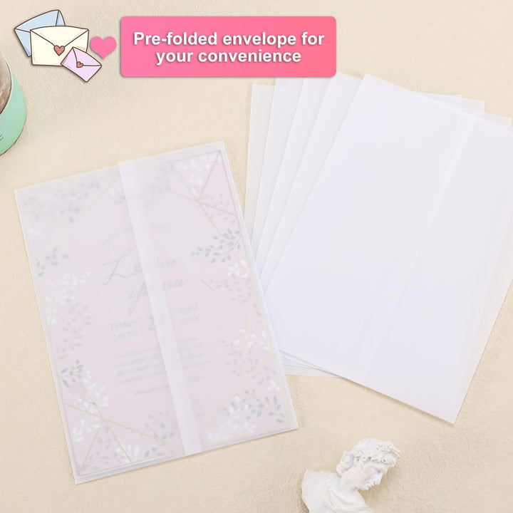 120 Stück Pergamentpapier für Einladungen, 13x18cm Vorgefaltet Vellum Paper Pergamenthüllen für Hoch
