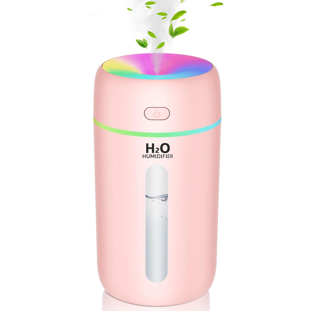 Kissleaf 250ML Mini Luftbefeuchter für Schlafzimmer/Kinderzimmer/Pflanzen,7-Farben-Licht 6H Lange La