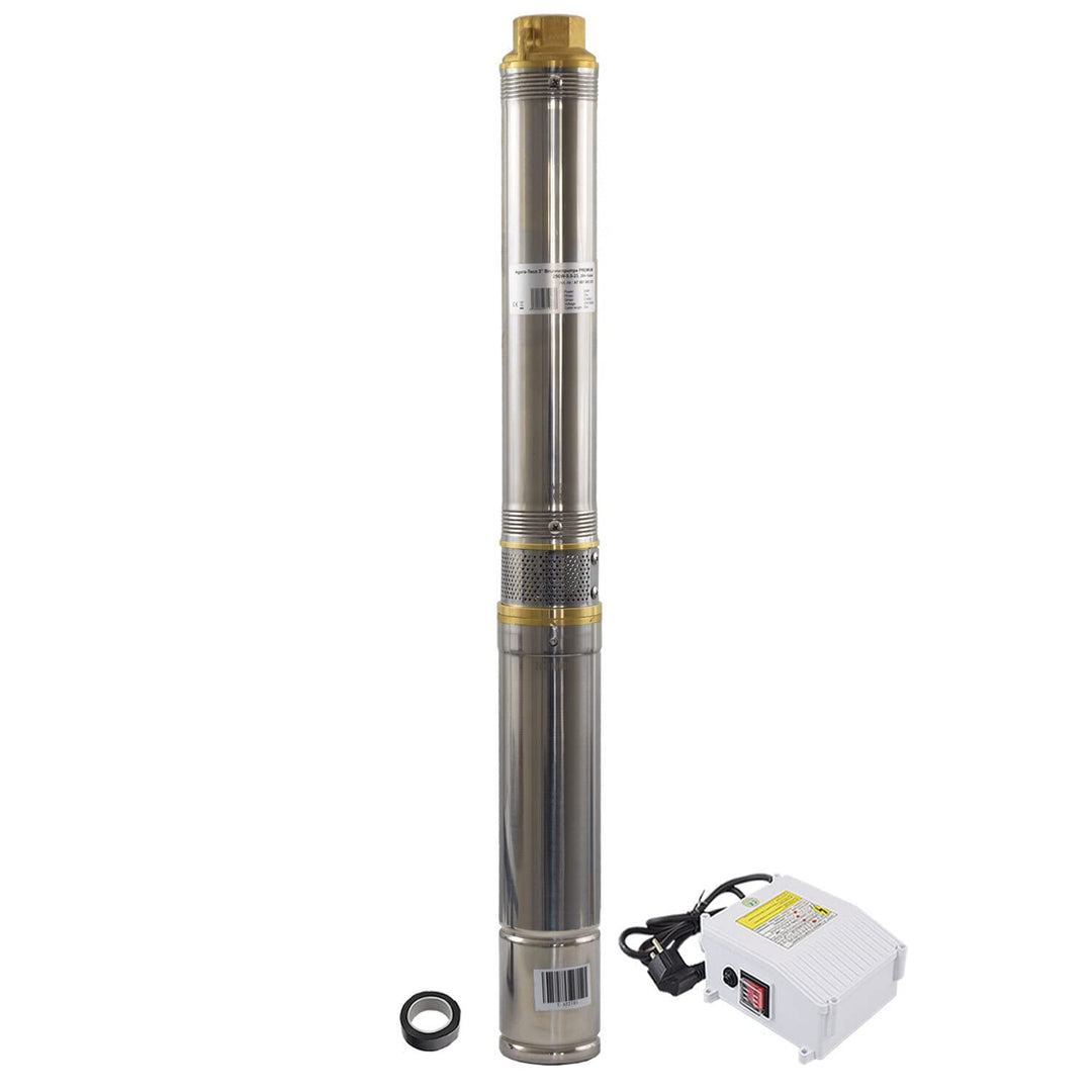 Agora-Tec® 3 Zoll Brunnenpumpe Tiefbrunnenpumpe PREMIUM 250W mit 20m Kabel, Qmax: 5500l/h, Hmax : 23