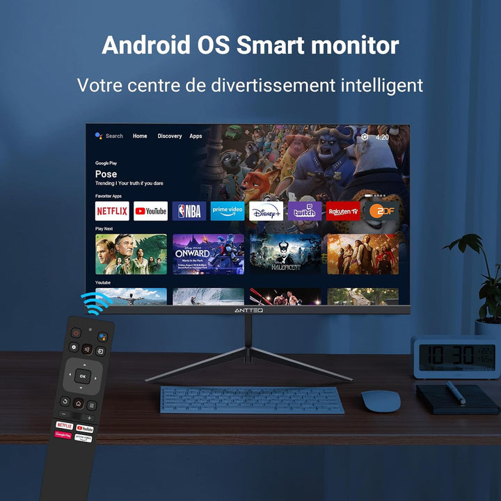 Antteq Smart Monitor 25 Zoll,FHD Android OS,Bluetooth Voice Remote Control,Google Chromecast Built i