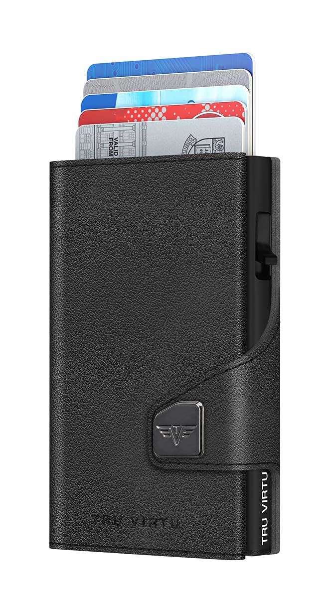 Tru Virtu® Karten-Portemonnaie Click & Slide Coin Pocket Nappa Black/Black I Kreditkartenetui I Kart
