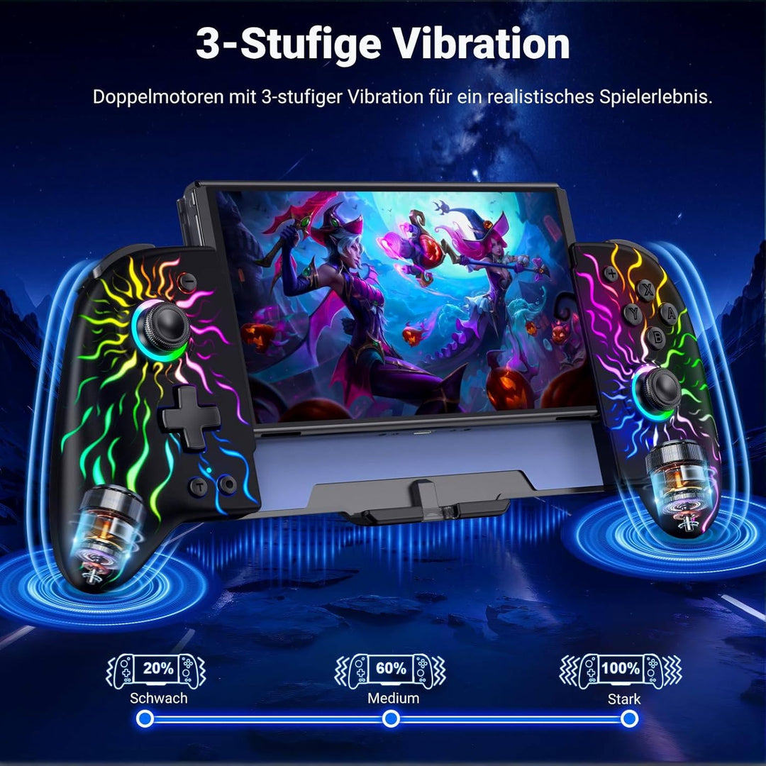 Leistungsstarker Bluetooth-Controller für Switch/Switch OLED, RGB Handheld Controller mit Makroprogr