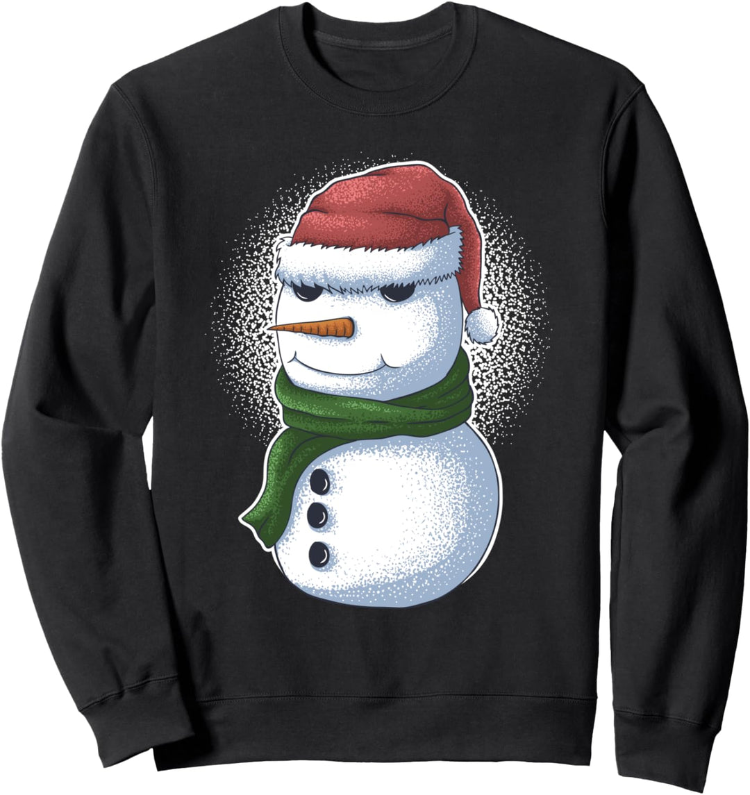 Lustiger Schneemann mit Weihnachtsmütze und Schal Sweatshirt