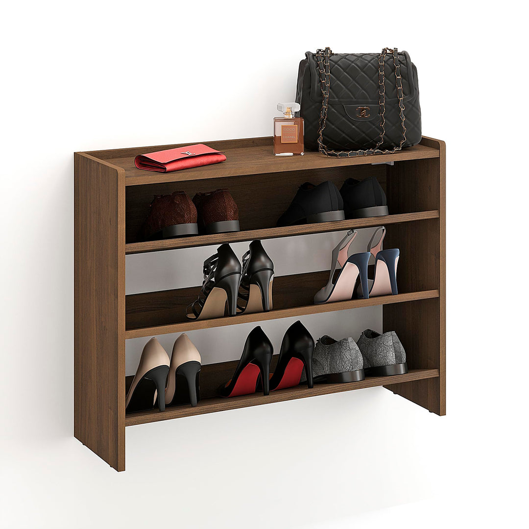 KOMTO Schuhregal Schmal - Schuhablage Flur mit 3 Ebenen Offener Schuhschrank Schuh Organizer Platzsp