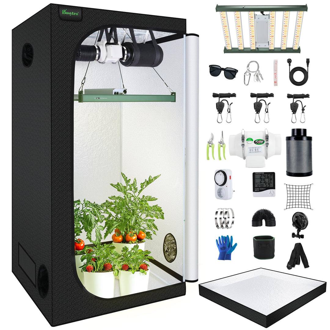 Growzelt Komplettset,Led Grow Tent Kit,240W LED Grow Lampe Vollspektrum,Komplettes Hydroponics 600D