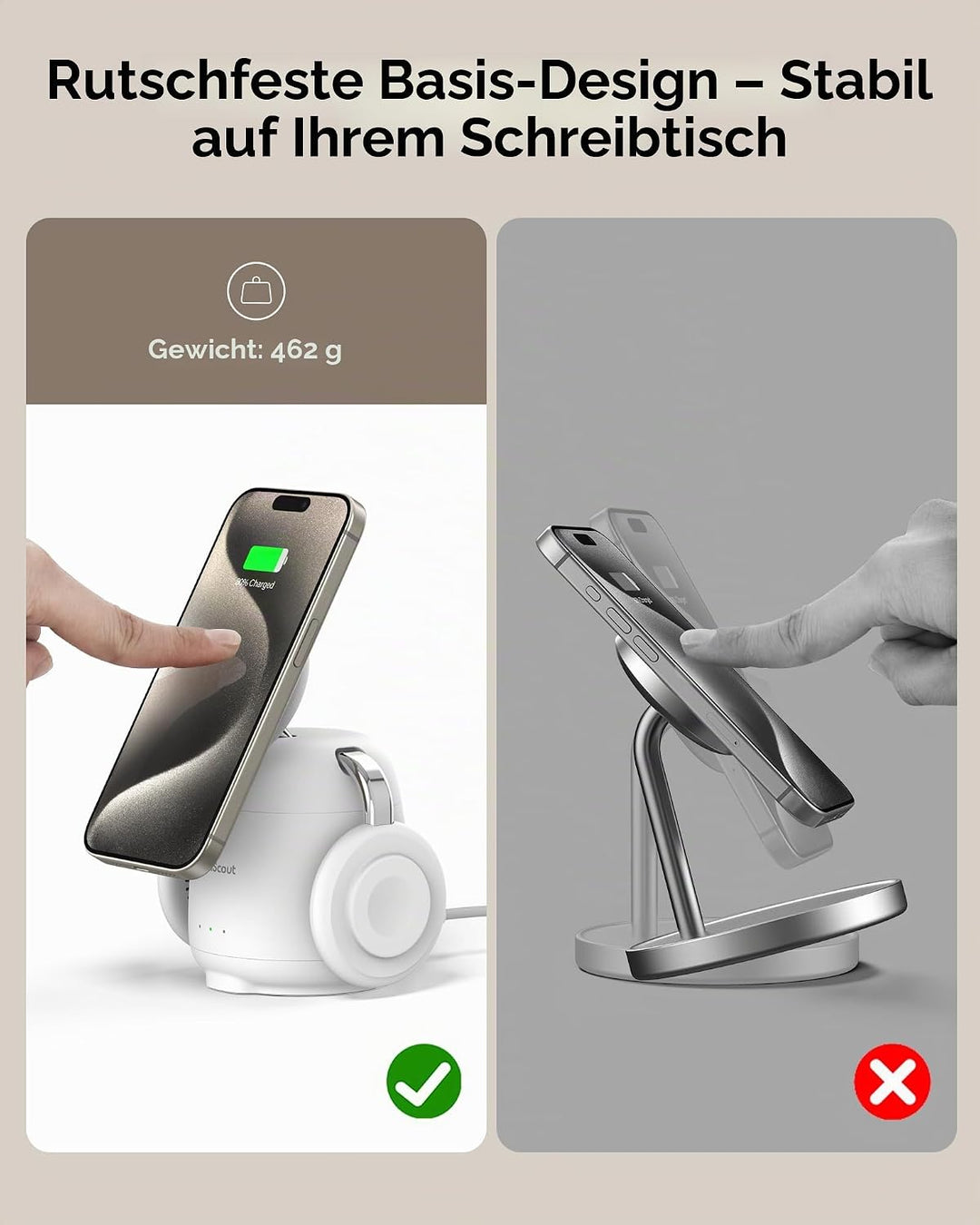 Induktive Ladestation für iPhone, Magnetisch Kabelloses Ladegerät für iPhone 17e/Air/17 Pro/17 Pro M