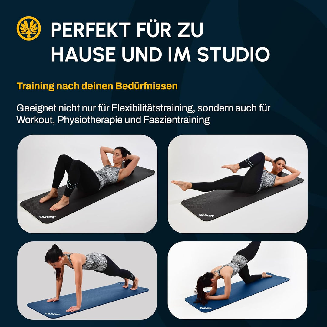 Oliver Gymnastikmatte mit Ösen 180 x 60 x 1 cm Yogamatte Pilates Fitnessmatte Gymnastikmatte rot gra