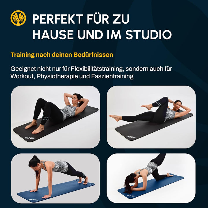 Oliver Gymnastikmatte mit Ösen 180 x 60 x 1 cm Yogamatte Pilates Fitnessmatte Gymnastikmatte rot gra