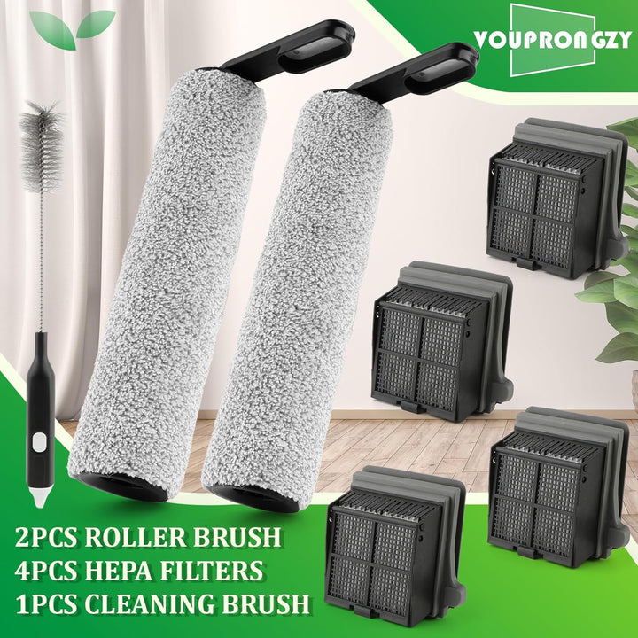 VOUPRONGZY 2 Bürstenrollen 4 Filter Ersatzteile für Tineco iFloor 5 Breeze Complete Nass Trockensaug
