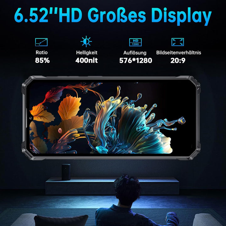 OUKITEL WP28S Outdoor Smartphone - 10600mAh Outdoor Handy Ohne Vertrag Android 14, 16GB RAM + 128GB