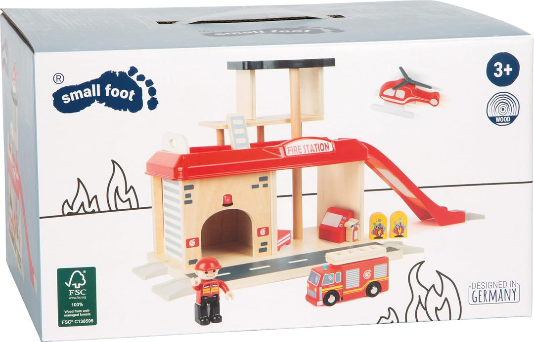 Small Foot Feuerwache mit Feuerwehrauto, Feuerwehrmann und Hubschrauber, ab 3 Jahren, 10900 Eisenbah