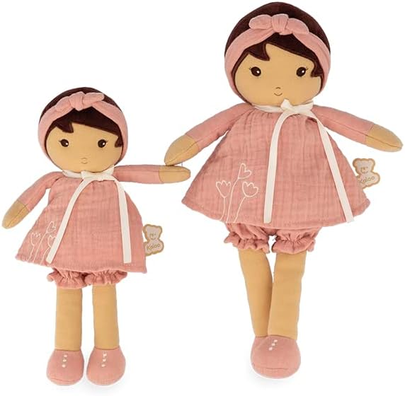 KALOO - Tendresse – My First Amandine Doll – Cloth Doll 32 cm – Pink Chiffon Dress – Matte Skin – Pr