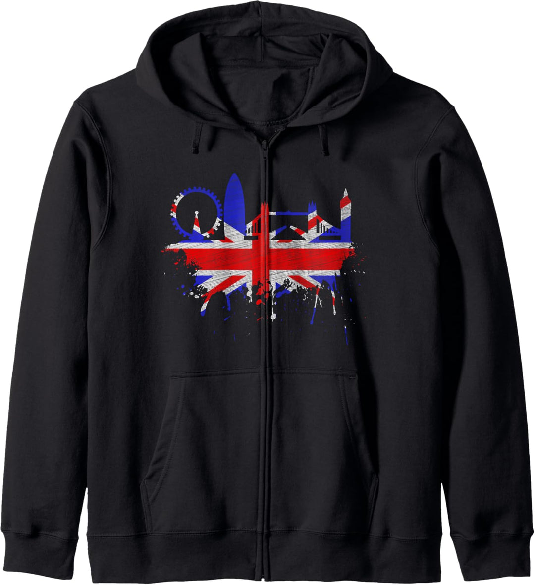 London Skyline Union Jack Flagge GB Ich Liebe England Fahne Kapuzenjacke