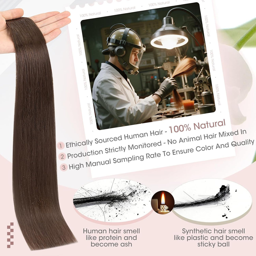 Elailite 10 Stück Tape Extensions Echthaar (15g) + 10 Pcs Invisible Klebeband Haarverlängerung Klebe