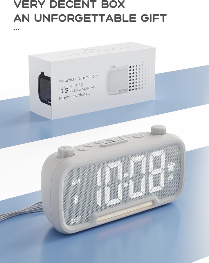 ROCAM Digitaler Radiowecker für das Schlafzimmer, mit warmem Nachtlicht und Bluetooth, Wecker Digita