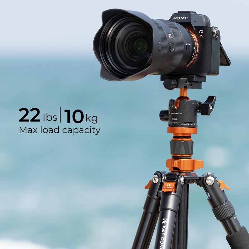 K&F Concept K255A4(TM2515M1) Kompaktes Kamera Stativ für DSLR Kamera, Alu Camera Tripod, Tragbares S