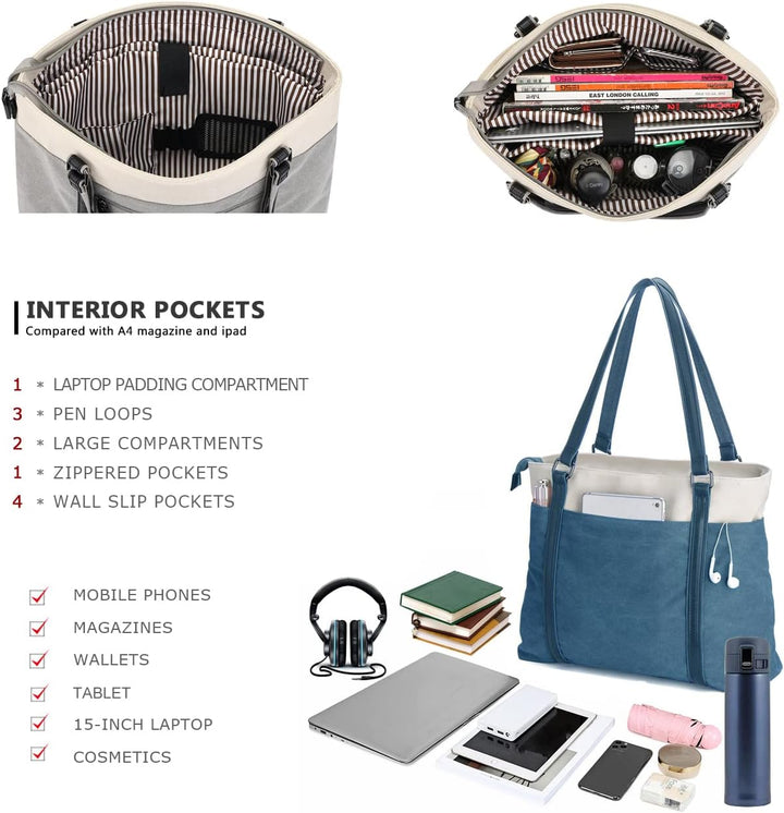 BAG WIZARD Damen S306923 Laptop-Tragetasche für die Arbeit Blau, Blau