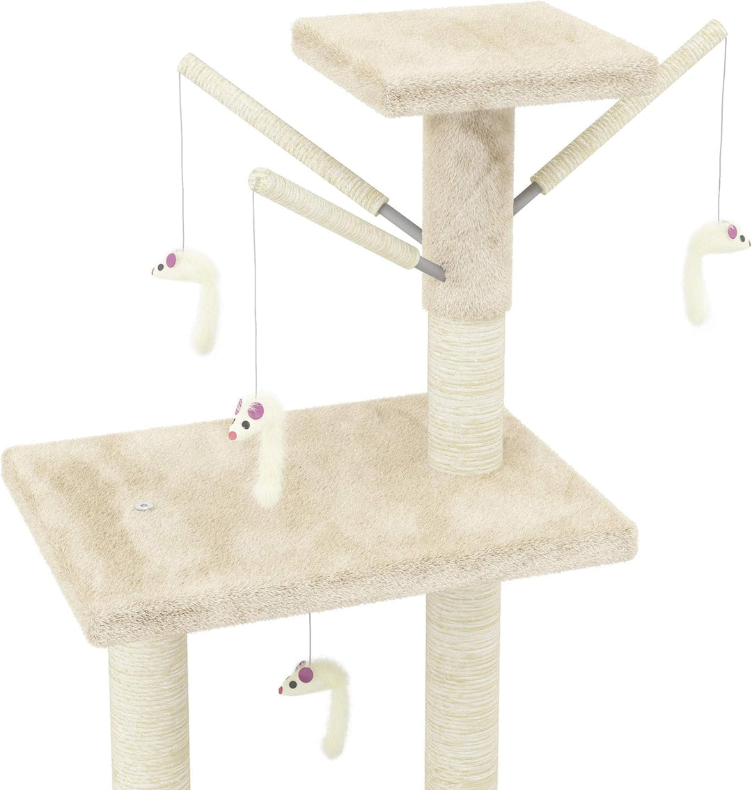 Beltom® KRATZBAUM KATZENKRATZBAUM KLETTERBAUM KATZENBAUM SPIELBAUM 140 cm. Park Spiele - Beige, Beig