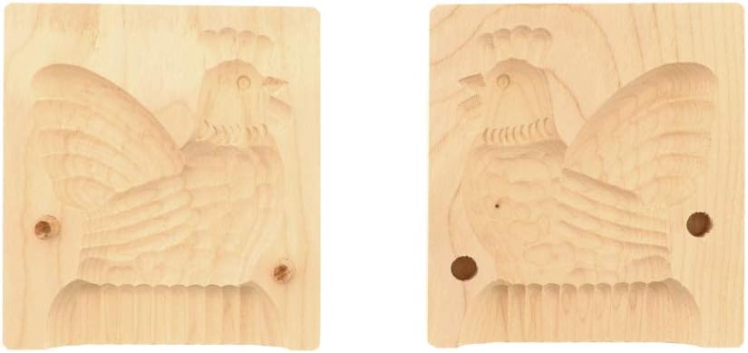 2x HOFMEISTER® Butter-Klappform, 2-teilig, Hahn, 12 cm, handgeschnitzt in Deutschland, Butterform zu