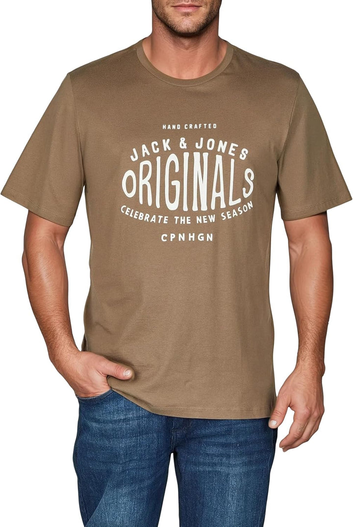 JACK & JONES JJLINO T-Shirt 4er Pack Rundhals Kurzarm Shirt Regular Fit Print Sommer 100% Baumwolle