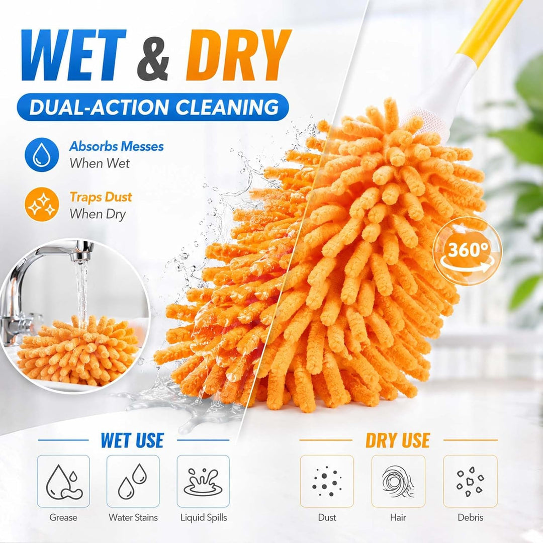 8 Stück Staubwedel Waschbar für Swiffer Duster Staubmagnet Nachfüllpack, 360° Wiederverwendbar Tüche