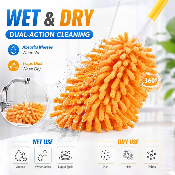 8 Stück Staubwedel Waschbar für Swiffer Duster Staubmagnet Nachfüllpack, 360° Wiederverwendbar Tüche