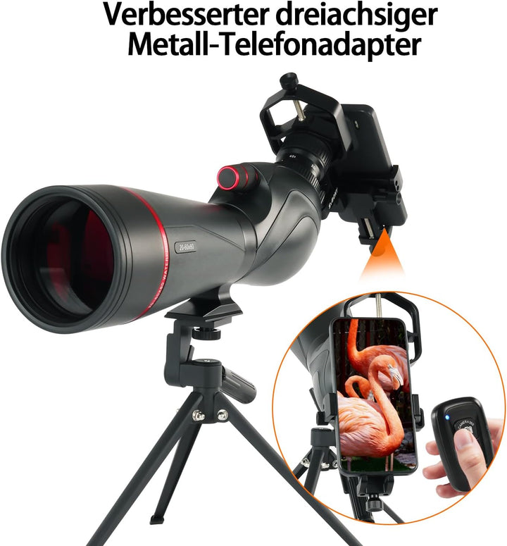 Svbony SV406 20–60x80 mm Spektiv mit Telefon Adapter, HD FMC BAK4 mit Dual Focus, 1.25'' Abnehmbares