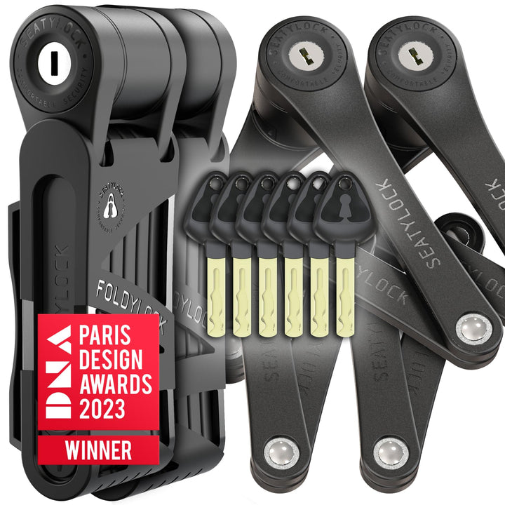 FoldyLock Mini-Klappschlösser – Set mit 2 passenden Fahrradschlössern mit 6 identischen Schlüsseln –