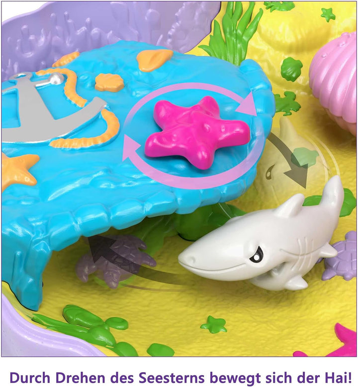 Polly Pocket Schatulle, Muschel Tasche zum Umhängen in Unterwasser Thema, mit 2 Puppen und 1 U-Boot,