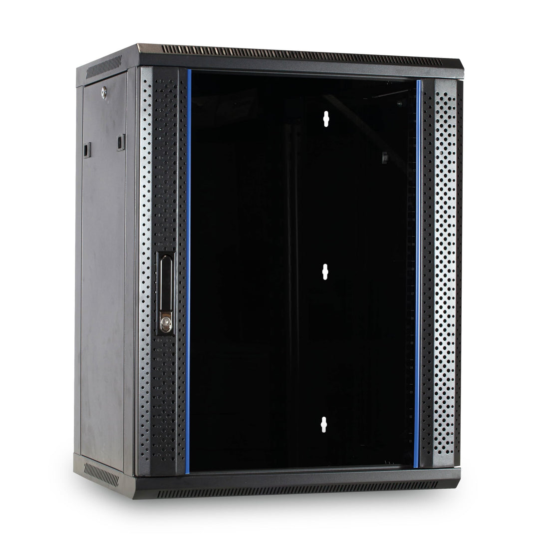 DSIT 15HE Netzwerkschrank (Serverschrank) 19 Zoll Wandmontage - mit Glastür (BxTxH) 600 x 450 x 770