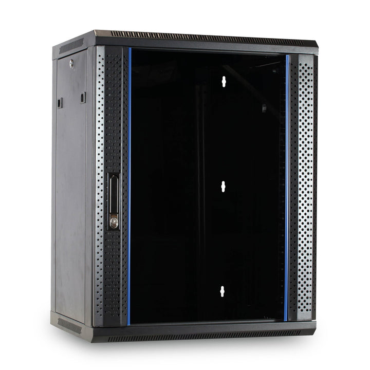 DSIT 15HE Netzwerkschrank (Serverschrank) 19 Zoll Wandmontage - mit Glastür (BxTxH) 600 x 450 x 770