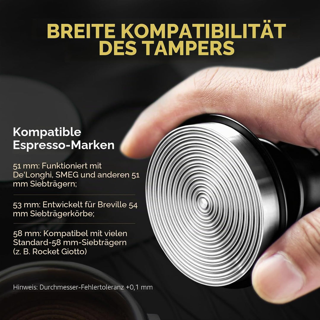 IKAPE 51mm Espresso Tamper, Premium Barista Kaffee Tamper mit kalibrierten Feder belastet, 100% Edel