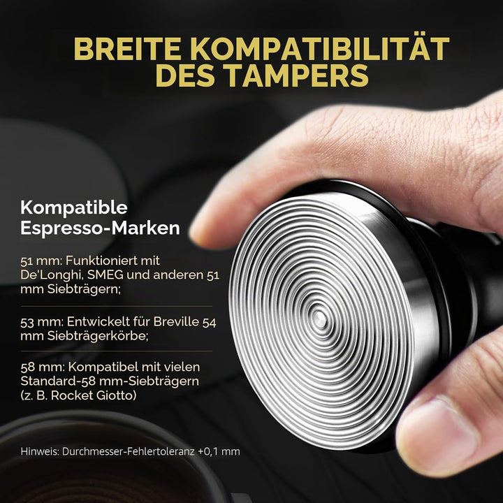 IKAPE 51mm Espresso Tamper, Premium Barista Kaffee Tamper mit kalibrierten Feder belastet, 100% Edel