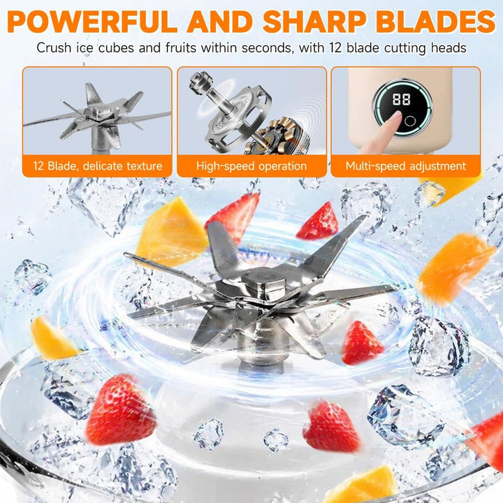 Tragbarer Mixer Smoothie Maker, Mixer to go 700 ml, Typ-C Wiederaufladbar, Becher mit Auslaufsichere