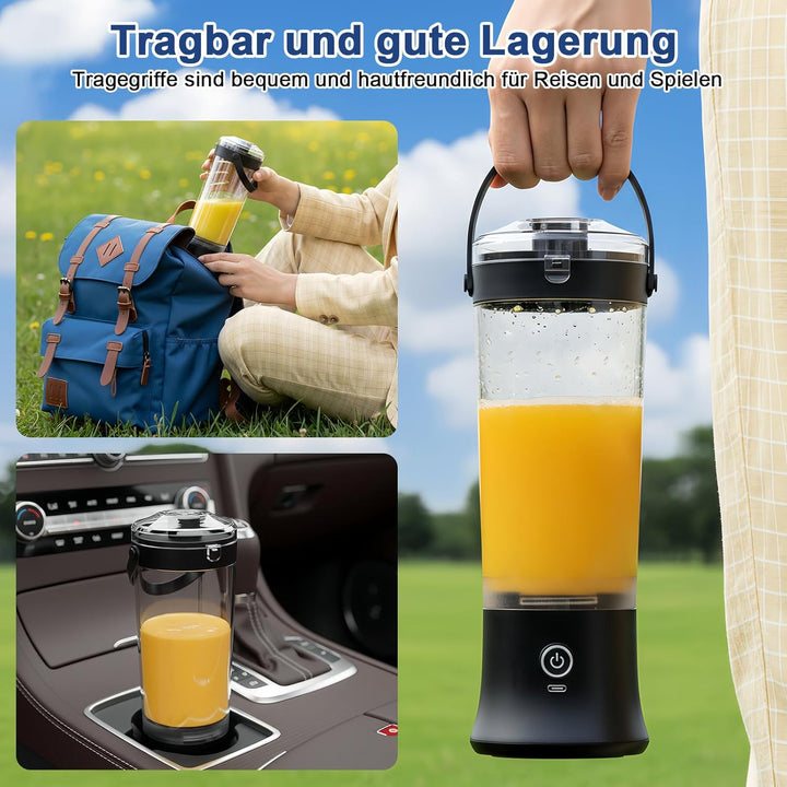 TopEsct tragbarer Mixer für Shakes und Smoothies,500 ml leistungsstarker kabelloser Mini-Mixer,wiede