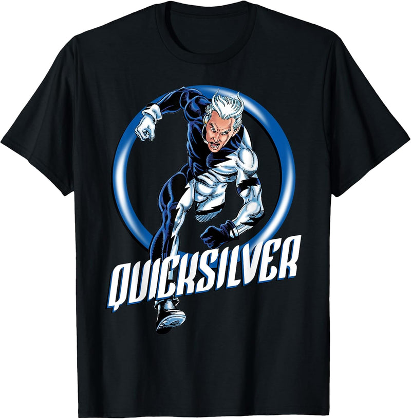 Womens Marvel X-Men Quicksilver The Dart Ring Dash Graphic T-Shirt Medium Baby Blue