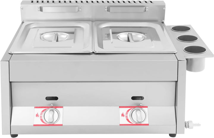 Kommerzielle Gas Fritteuse 10L+10L Doppeltank, Edelstahl Frittiermaschine mit 2 Frittierkörben & Dec