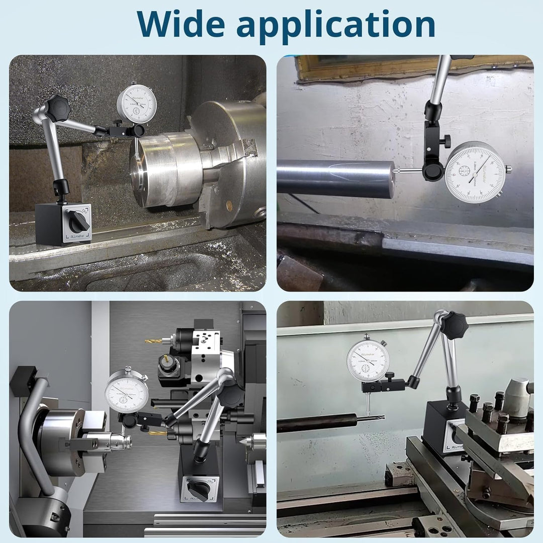 Mechanische Messuhr 0–20 mm Set mit Magnetstativ, Präzisions-Magnetfuss 80 kg, Universal-Messuhrhalt