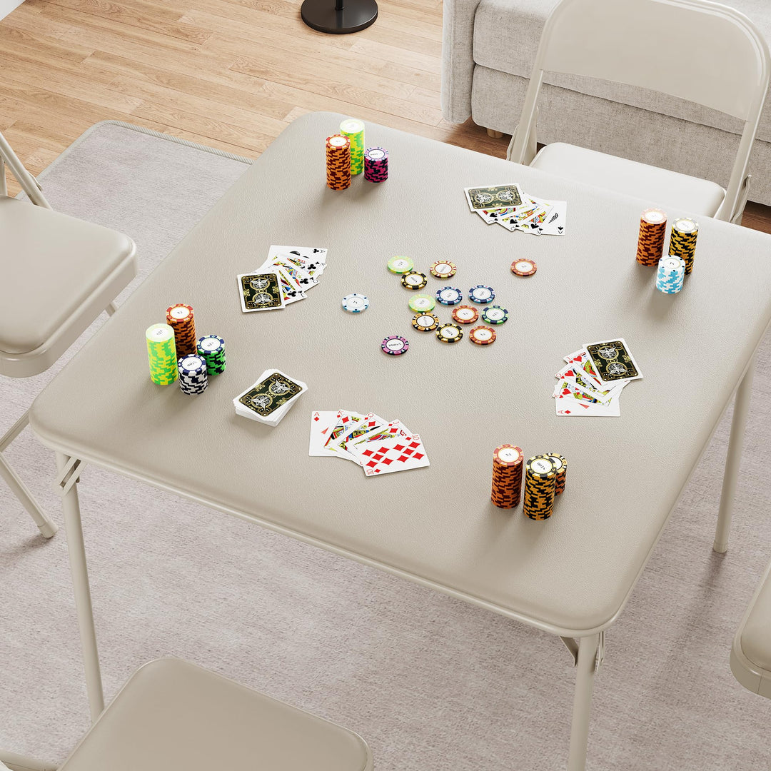 Falttisch Quadratischer Spiel & Kartentisch, Wasserdicht PU, 85cm Für Wohnzimmer Camping Indoor Outd