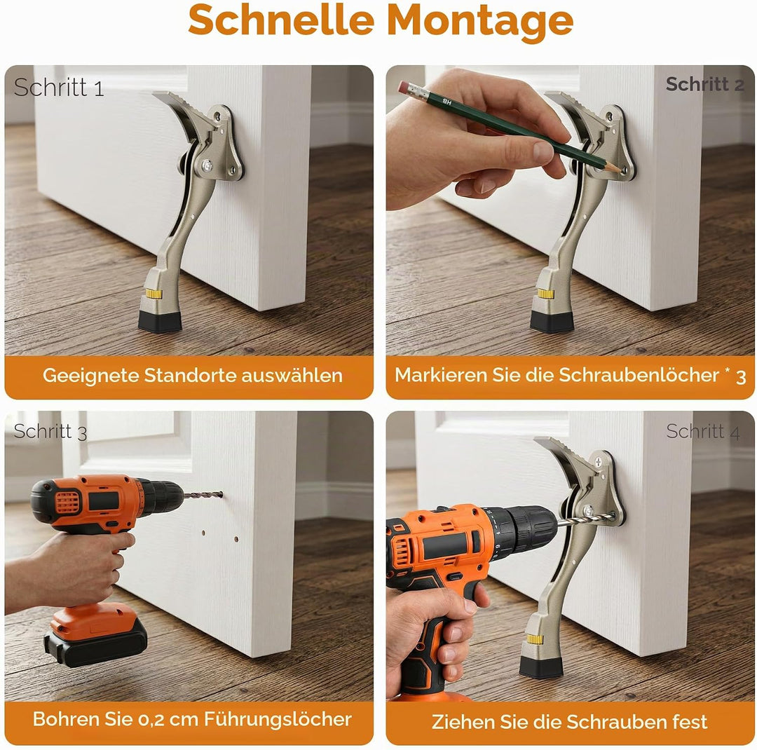 Türstopper, 2 Packungen Kickdown-Türstopper mit One-Touch, verstellbare Höhe und Gummispitze, 10,2 c