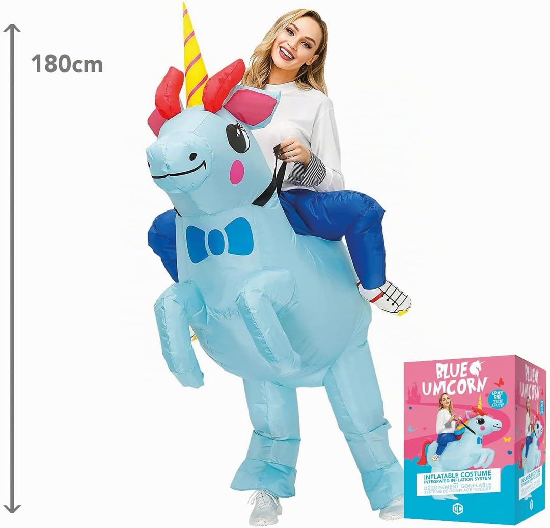 Aufblasbare Verkleidung Blaues Einhorn | Ungewöhnliches Kostüm in Erwachsenengrösse | Premium Qualit