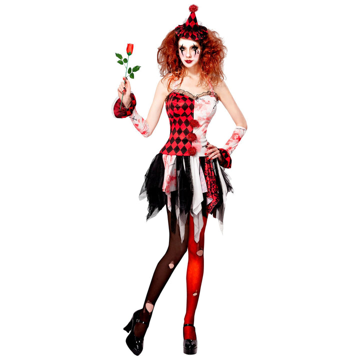 "EVIL HARLEQUIN" (dress, cuffs, mini hat) - (L), L