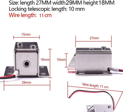 ATOPLEE 4 Stück DC 12V Mini Elektromagnetische Magnetschlösser für Schublade Schrank 27x29x18mm