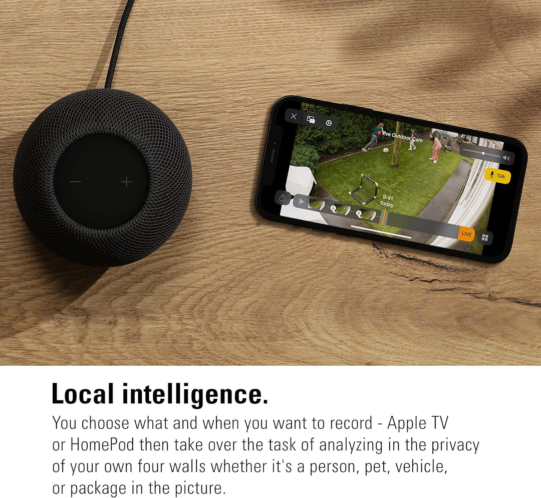 Eve Outdoor Cam – Smarte Aussenkamera mit Flutlicht, Sicherheit & Privatsphäre (HomeKit Secure Video