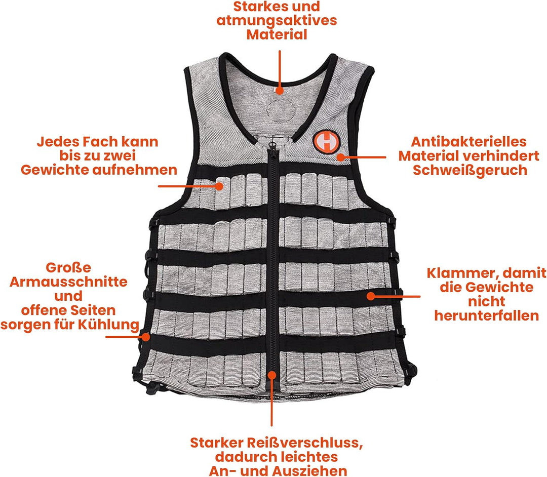 HYPERWEAR Uni Erwachsene Hyper Vest Pro gewichtete Weste, Schwarz / silberfarben
