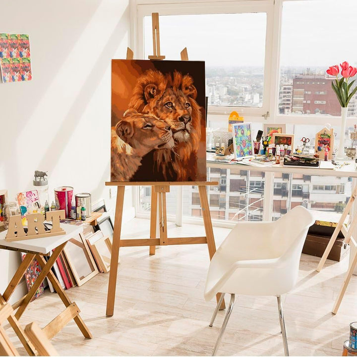 Artnapi Malen nach Zahlen Erwachsene mit Rahmen | DIY Handgemalt | König Löwen und Nala | Kit für An
